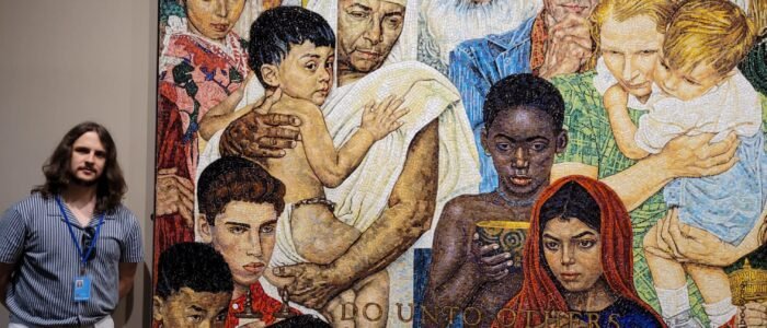 In front of the Mural
